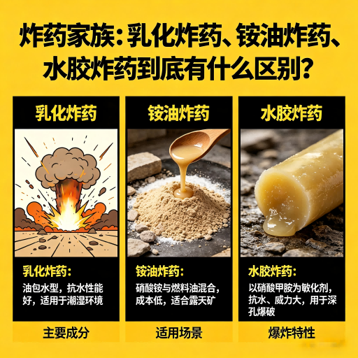 蕉城炸药家族：乳化炸药、铵油炸药、水胶炸药到底有什么区别？
